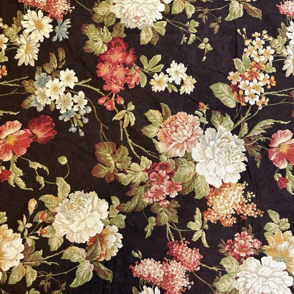 Richloom Floral Fabric 2 Yards / Pc Tapestry Upholstery Vintage Brown White Pink - Picture 1 of 15